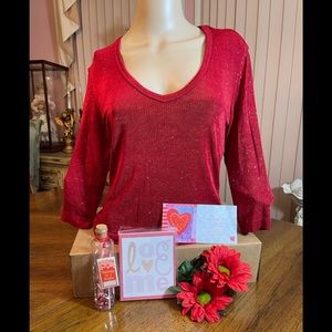 Red Sparkle Knit Top w/ Valentines ❤️goodies